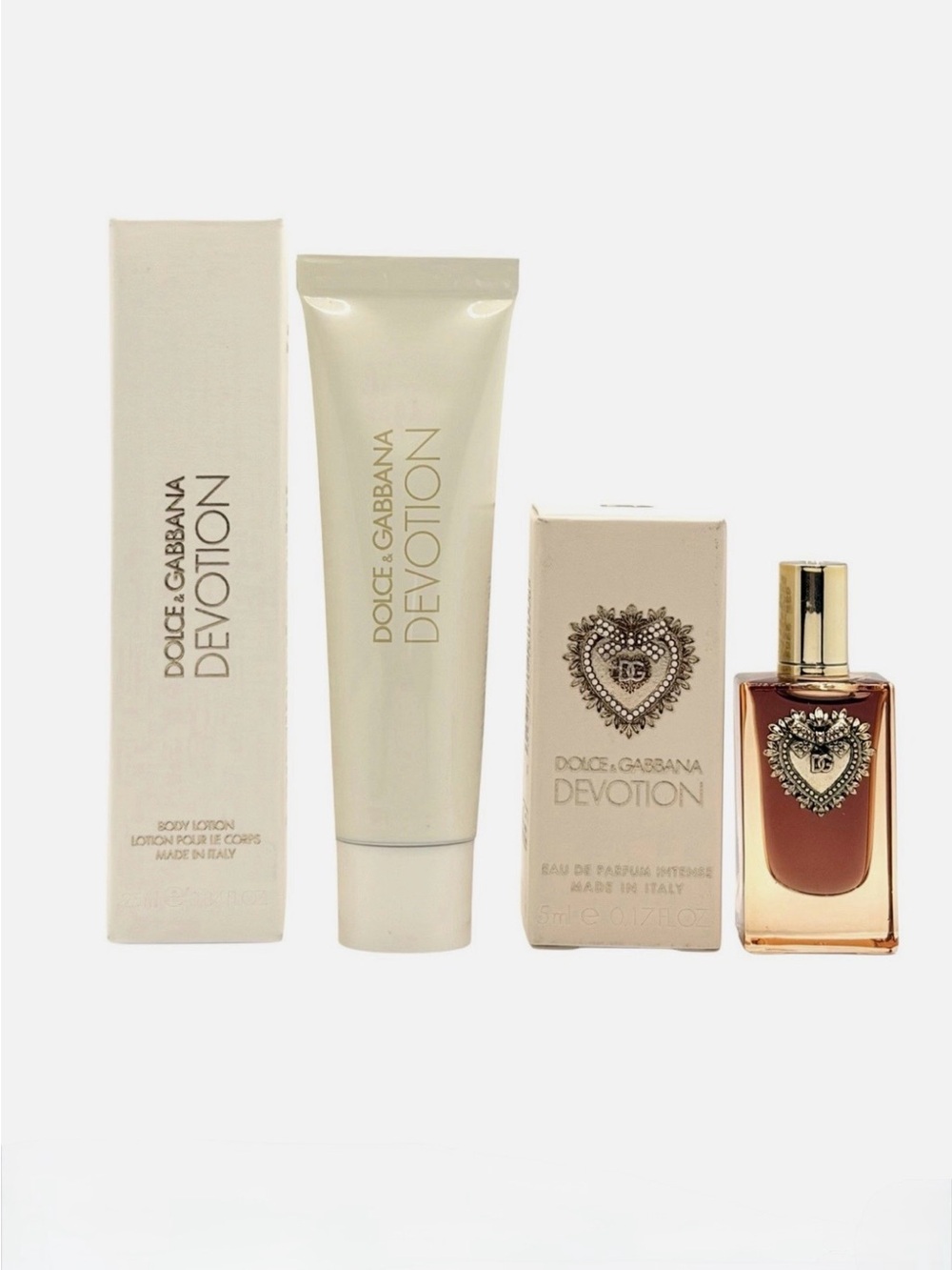 NEW 2pc Dolce & Gabbana Devotion Body Lotion & Collectible Mini Fragrance Set